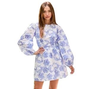 Lulus Blue & White Fondly Fresh Floral Mini Dress Women’s Sz S Eyelet Lace NWT